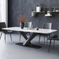 Industrial Sintered Stone Top Dining Table Rectangle Table with Single Pedestal White 55.1"L x 31.5"W x 29.5"H Without Chairs Clearhalo 'Dining Tables & Seating' 'Dining Tables' 'dining_table' 'furn' 'furn_dining_table' 'Furniture' 'furniture_dining_table' 'Kitchen & Dining Furniture' 5053198