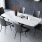 Industrial Sintered Stone Top Dining Table Rectangle Table with Single Pedestal White 63"L x 35.4"W x 29.5"H Without Chairs Clearhalo 'Dining Tables & Seating' 'Dining Tables' 'dining_table' 'furn' 'furn_dining_table' 'Furniture' 'furniture_dining_table' 'Kitchen & Dining Furniture' 5053199