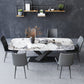 Industrial Sintered Stone Top Dining Table Rectangle Table with Single Pedestal Pandora Gold 59.1"L x 31.5"W x 29.5"H Without Chairs Clearhalo 'Dining Tables & Seating' 'Dining Tables' 'dining_table' 'furn' 'furn_dining_table' 'Furniture' 'furniture_dining_table' 'Kitchen & Dining Furniture' 5053200