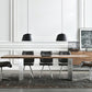 Industrial Solid Wood Table for Restaurant Rectangle Table with Double Pedestal 94.5"L x 39.4"W x 29.5"H Without Chairs Clearhalo 'Dining Tables & Seating' 'Dining Tables' 'dining_table' 'furn' 'furn_dining_table' 'Furniture' 'furniture_dining_table' 'Kitchen & Dining Furniture' 5053216