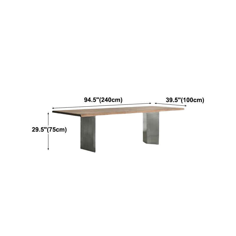 Industrial Solid Wood Table for Restaurant Rectangle Table with Double Pedestal Clearhalo 'Dining Tables & Seating' 'Dining Tables' 'dining_table' 'furn' 'furn_dining_table' 'Furniture' 'furniture_dining_table' 'Kitchen & Dining Furniture' 5053226