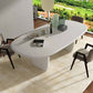 Modern Solid Wood Table for Restaurant Rectangle White Dining Table with Double Pedestal 86.6"L x 39.4"W x 29.5"H Without Chairs Clearhalo 'Dining Tables & Seating' 'Dining Tables' 'dining_table' 'furn' 'furn_dining_table' 'Furniture' 'furniture_dining_table' 'Kitchen & Dining Furniture' 5053235