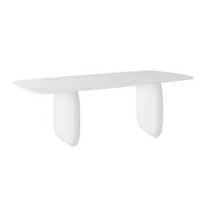 Modern Solid Wood Table for Restaurant Rectangle White Dining Table with Double Pedestal Without Chairs Clearhalo 'Dining Tables & Seating' 'Dining Tables' 'dining_table' 'furn' 'furn_dining_table' 'Furniture' 'furniture_dining_table' 'Kitchen & Dining Furniture' 5053236