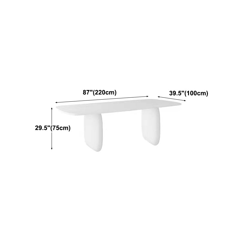 Modern Solid Wood Table for Restaurant Rectangle White Dining Table with Double Pedestal Clearhalo 'Dining Tables & Seating' 'Dining Tables' 'dining_table' 'furn' 'furn_dining_table' 'Furniture' 'furniture_dining_table' 'Kitchen & Dining Furniture' 5053245