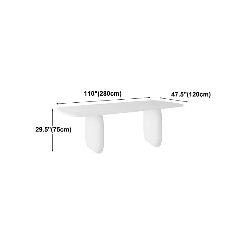 Modern Solid Wood Table for Restaurant Rectangle White Dining Table with Double Pedestal Clearhalo 'Dining Tables & Seating' 'Dining Tables' 'dining_table' 'furn' 'furn_dining_table' 'Furniture' 'furniture_dining_table' 'Kitchen & Dining Furniture' 5053247