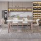 Rectangle Top Dining Table Modern Stone Dining Table with 4 Legs Gold 55.1"L x 31.5"W x 29.5"H Without Chairs Clearhalo 'Dining Tables & Seating' 'Dining Tables' 'dining_table' 'furn' 'furn_dining_table' 'Furniture' 'furniture_dining_table' 'Kitchen & Dining Furniture' 5053249