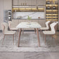 Rectangle Top Dining Table Modern Stone Dining Table with 4 Legs Gold 63"L x 35.4"W x 29.5"H Without Chairs Clearhalo 'Dining Tables & Seating' 'Dining Tables' 'dining_table' 'furn' 'furn_dining_table' 'Furniture' 'furniture_dining_table' 'Kitchen & Dining Furniture' 5053250