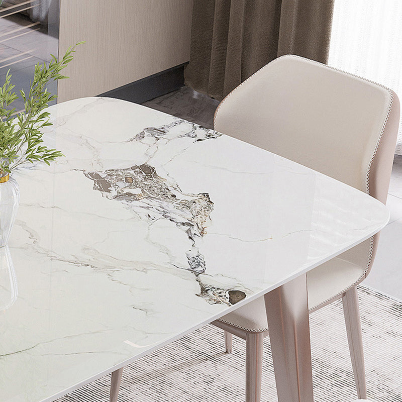 Rectangle Top Dining Table Modern Stone Dining Table with 4 Legs Clearhalo 'Dining Tables & Seating' 'Dining Tables' 'dining_table' 'furn' 'furn_dining_table' 'Furniture' 'furniture_dining_table' 'Kitchen & Dining Furniture' 5053254