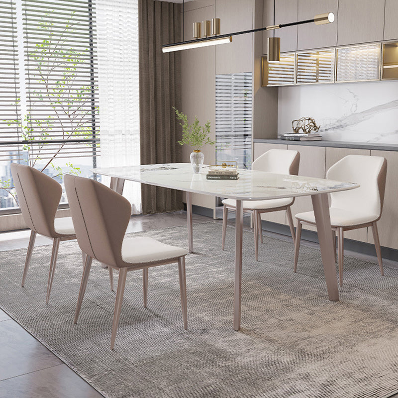 Rectangle Top Dining Table Modern Stone Dining Table with 4 Legs Clearhalo 'Dining Tables & Seating' 'Dining Tables' 'dining_table' 'furn' 'furn_dining_table' 'Furniture' 'furniture_dining_table' 'Kitchen & Dining Furniture' 5053257