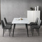 Rectangle Stone Dining Table Modern Dining Table with 4 Black Legs White 47.2"L x 23.6"W x 29.5"H Without Chairs Clearhalo 'Dining Tables & Seating' 'Dining Tables' 'dining_table' 'furn' 'furn_dining_table' 'Furniture' 'furniture_dining_table' 'Kitchen & Dining Furniture' 5053263