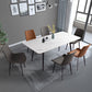 Rectangle Stone Dining Table Modern Dining Table with 4 Black Legs White 63"L x 35.4"W x 29.5"H Without Chairs Clearhalo 'Dining Tables & Seating' 'Dining Tables' 'dining_table' 'furn' 'furn_dining_table' 'Furniture' 'furniture_dining_table' 'Kitchen & Dining Furniture' 5053265
