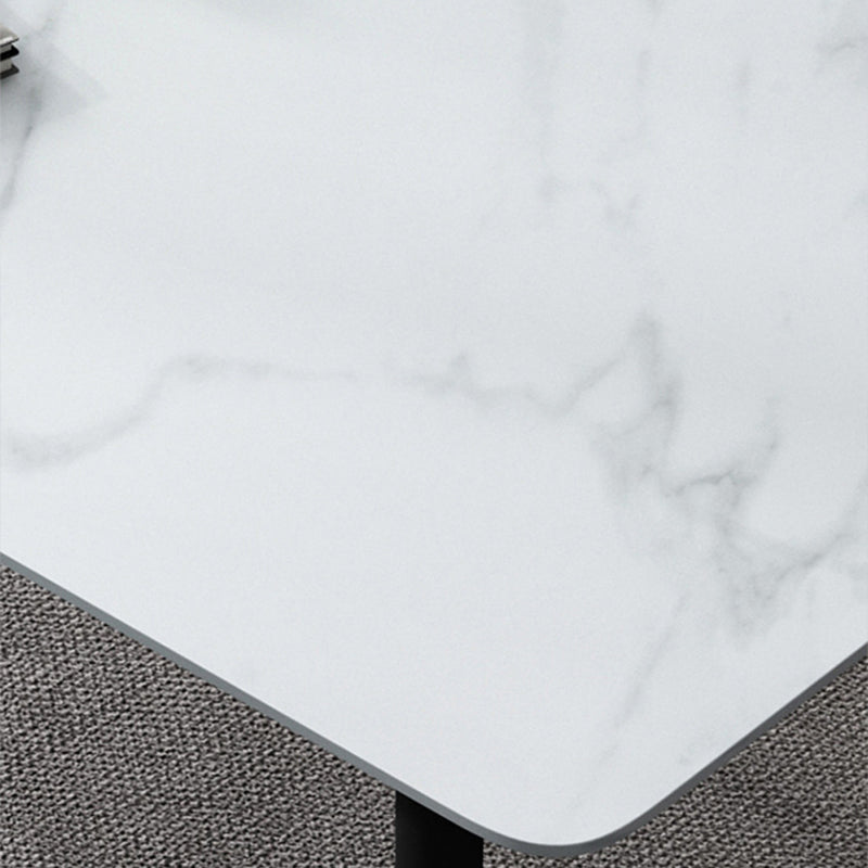 Rectangle Stone Dining Table Modern Dining Table with 4 Black Legs Clearhalo 'Dining Tables & Seating' 'Dining Tables' 'dining_table' 'furn' 'furn_dining_table' 'Furniture' 'furniture_dining_table' 'Kitchen & Dining Furniture' 5053268