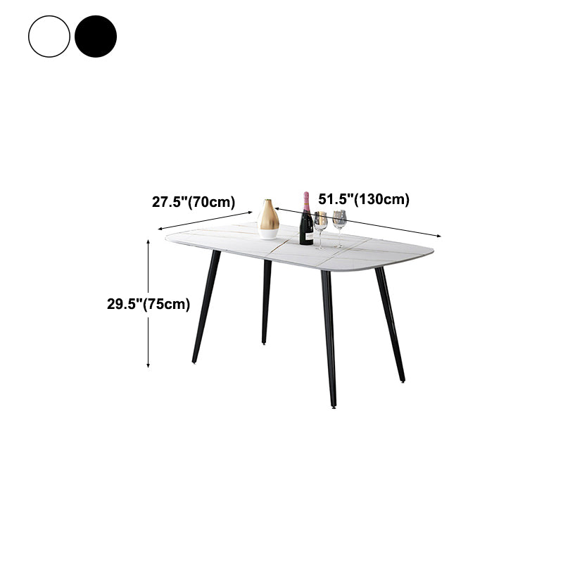 Rectangle Stone Dining Table Modern Dining Table with 4 Black Legs Clearhalo 'Dining Tables & Seating' 'Dining Tables' 'dining_table' 'furn' 'furn_dining_table' 'Furniture' 'furniture_dining_table' 'Kitchen & Dining Furniture' 5053276