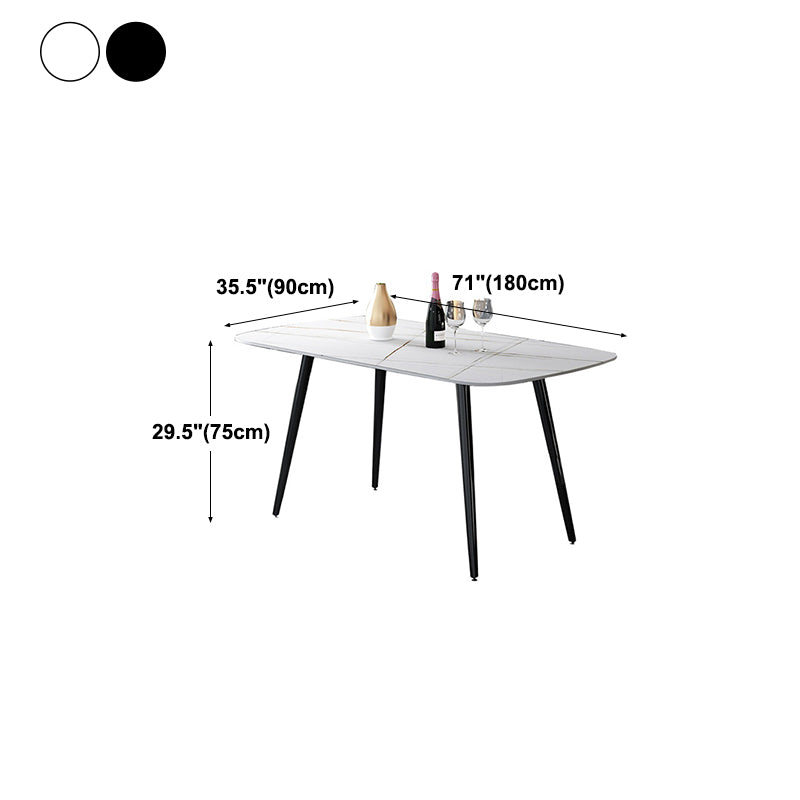 Rectangle Stone Dining Table Modern Dining Table with 4 Black Legs Clearhalo 'Dining Tables & Seating' 'Dining Tables' 'dining_table' 'furn' 'furn_dining_table' 'Furniture' 'furniture_dining_table' 'Kitchen & Dining Furniture' 5053279