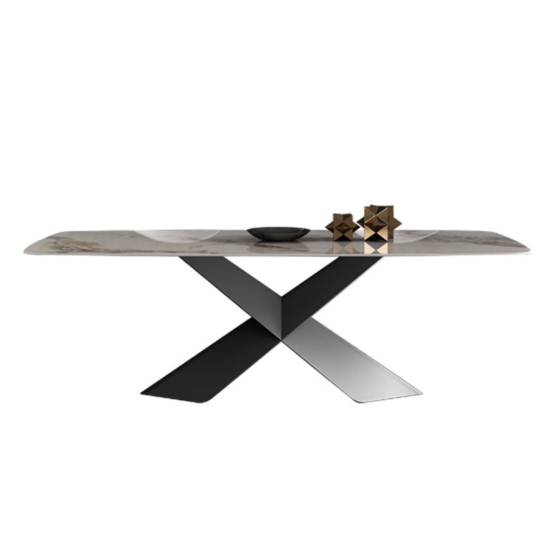 Stone Rectangle Top Dining Table Traditional Luxury Dining Table with Pedestal Base Clearhalo 'Dining Tables & Seating' 'Dining Tables' 'dining_table' 'furn' 'furn_dining_table' 'Furniture' 'furniture_dining_table' 'Kitchen & Dining Furniture' 5053289
