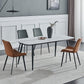 Stone Top Table Rectangle Contemporary Dining Table with 4 Black Legs White Without Chairs Clearhalo 'Dining Tables & Seating' 'Dining Tables' 'dining_table' 'furn' 'furn_dining_table' 'Furniture' 'furniture_dining_table' 'Kitchen & Dining Furniture' 5053298
