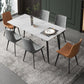Stone Top Table Rectangle Contemporary Dining Table with 4 Black Legs White 63"L x 35.4"W x 29.5"H Without Chairs Clearhalo 'Dining Tables & Seating' 'Dining Tables' 'dining_table' 'furn' 'furn_dining_table' 'Furniture' 'furniture_dining_table' 'Kitchen & Dining Furniture' 5053301