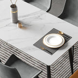 Stone Top Table Rectangle Contemporary Dining Table with 4 Black Legs Clearhalo 'Dining Tables & Seating' 'Dining Tables' 'dining_table' 'furn' 'furn_dining_table' 'Furniture' 'furniture_dining_table' 'Kitchen & Dining Furniture' 5053304