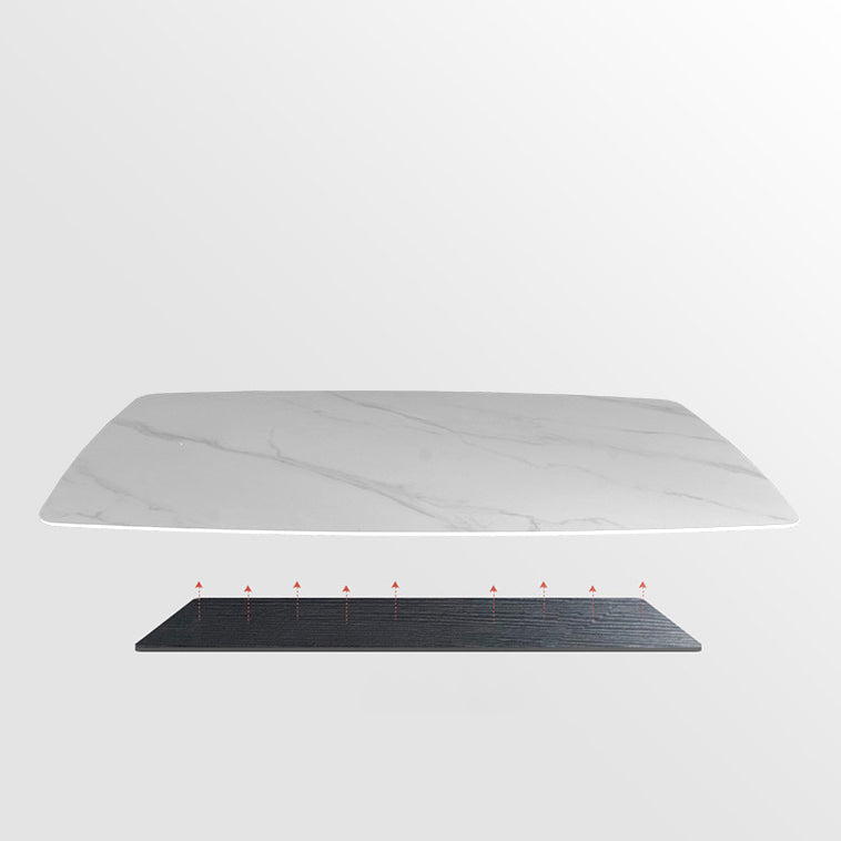 Stone Top Table Rectangle Contemporary Dining Table with 4 Black Legs Clearhalo 'Dining Tables & Seating' 'Dining Tables' 'dining_table' 'furn' 'furn_dining_table' 'Furniture' 'furniture_dining_table' 'Kitchen & Dining Furniture' 5053306