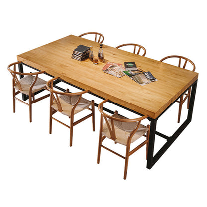 Solid Wood Top Dining Table Industrial Rectangle Table with Trestle Base Without Chairs Clearhalo 'Dining Tables & Seating' 'Dining Tables' 'dining_table' 'furn' 'furn_dining_table' 'Furniture' 'furniture_dining_table' 'Kitchen & Dining Furniture' 5053335