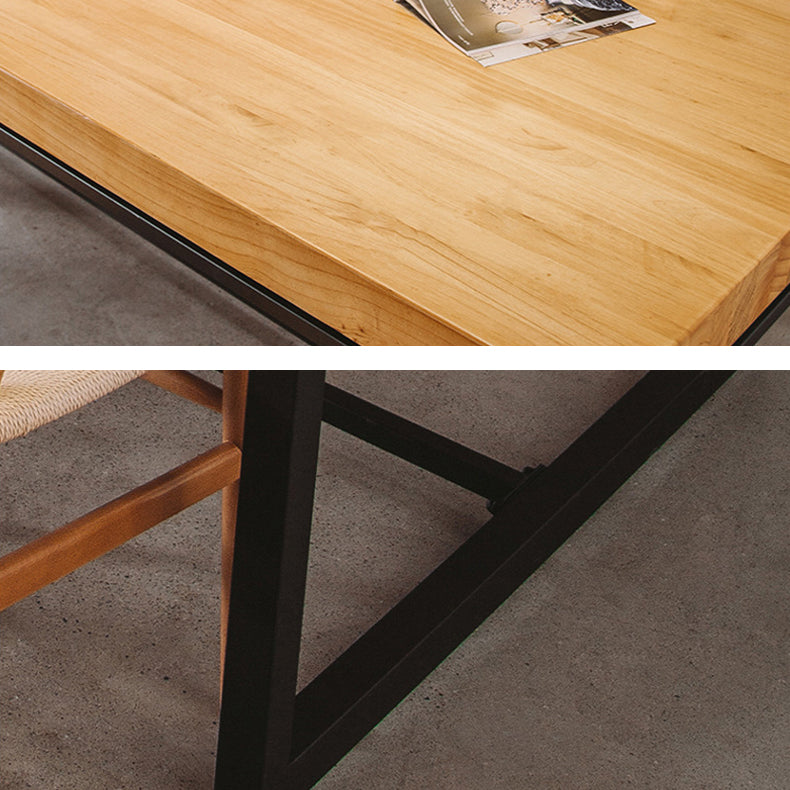 Solid Wood Top Dining Table Industrial Rectangle Table with Trestle Base Clearhalo 'Dining Tables & Seating' 'Dining Tables' 'dining_table' 'furn' 'furn_dining_table' 'Furniture' 'furniture_dining_table' 'Kitchen & Dining Furniture' 5053337