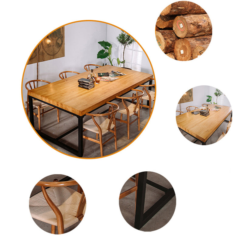 Solid Wood Top Dining Table Industrial Rectangle Table with Trestle Base Clearhalo 'Dining Tables & Seating' 'Dining Tables' 'dining_table' 'furn' 'furn_dining_table' 'Furniture' 'furniture_dining_table' 'Kitchen & Dining Furniture' 5053339