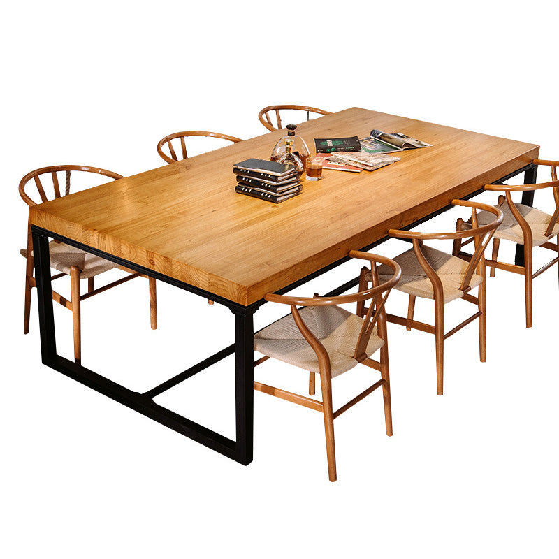 Solid Wood Top Dining Table Industrial Rectangle Table with Trestle Base Clearhalo 'Dining Tables & Seating' 'Dining Tables' 'dining_table' 'furn' 'furn_dining_table' 'Furniture' 'furniture_dining_table' 'Kitchen & Dining Furniture' 5053340