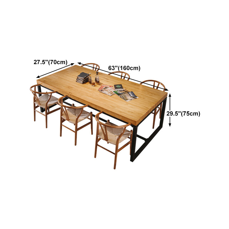 Solid Wood Top Dining Table Industrial Rectangle Table with Trestle Base Clearhalo 'Dining Tables & Seating' 'Dining Tables' 'dining_table' 'furn' 'furn_dining_table' 'Furniture' 'furniture_dining_table' 'Kitchen & Dining Furniture' 5053345