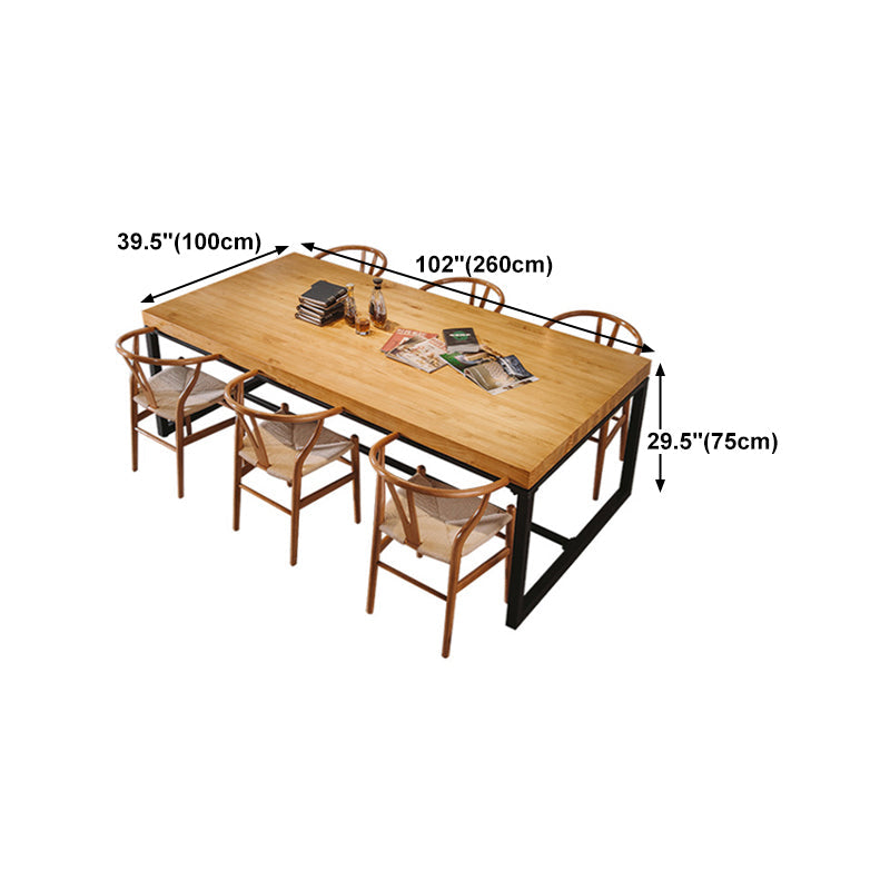 Solid Wood Top Dining Table Industrial Rectangle Table with Trestle Base Clearhalo 'Dining Tables & Seating' 'Dining Tables' 'dining_table' 'furn' 'furn_dining_table' 'Furniture' 'furniture_dining_table' 'Kitchen & Dining Furniture' 5053350
