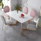 Stone Top Double Pedestal Table Traditional Luxury Rectangle White Dining Table White 63"L x 31.5"W x 29.5"H Without Chairs Clearhalo 'Dining Tables & Seating' 'Dining Tables' 'dining_table' 'furn' 'furn_dining_table' 'Furniture' 'furniture_dining_table' 'Kitchen & Dining Furniture' 5053432