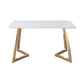 Stone Top Double Pedestal Table Traditional Luxury Rectangle White Dining Table Gloss White Without Chairs Clearhalo 'Dining Tables & Seating' 'Dining Tables' 'dining_table' 'furn' 'furn_dining_table' 'Furniture' 'furniture_dining_table' 'Kitchen & Dining Furniture' 5053433