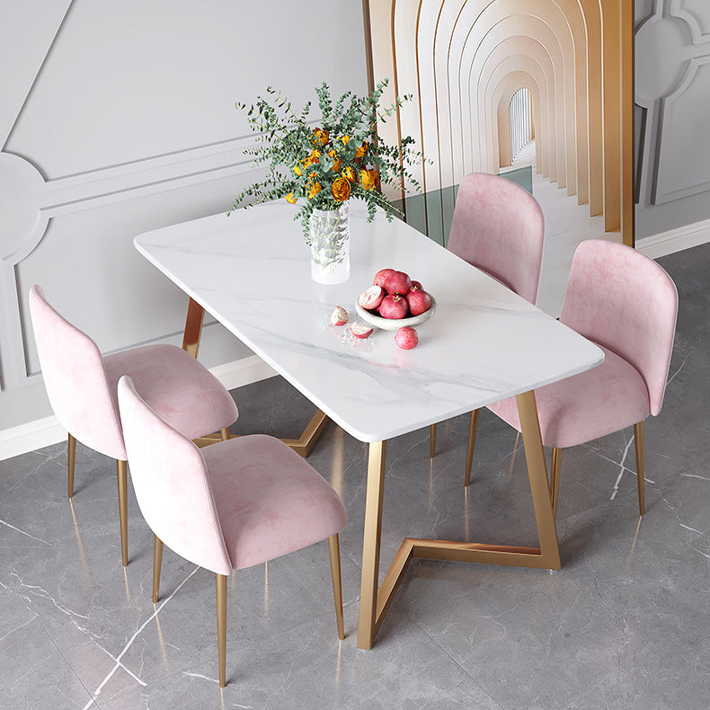 Stone Top Double Pedestal Table Traditional Luxury Rectangle White Dining Table Clearhalo 'Dining Tables & Seating' 'Dining Tables' 'dining_table' 'furn' 'furn_dining_table' 'Furniture' 'furniture_dining_table' 'Kitchen & Dining Furniture' 5053439