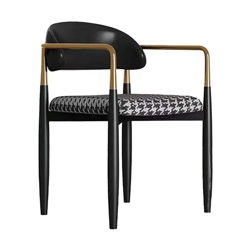 Upholstered Dining Chair Glam Style Open Back Dining Armchair for Indoor Black 1 Piece Clearhalo 'Dining Chairs' 'Dining Tables & Seating' 'dining_chair' 'furn' 'furn_dining_chair' 'Furniture' 'furniture_dining_chair' 'Kitchen & Dining Furniture' 5053446