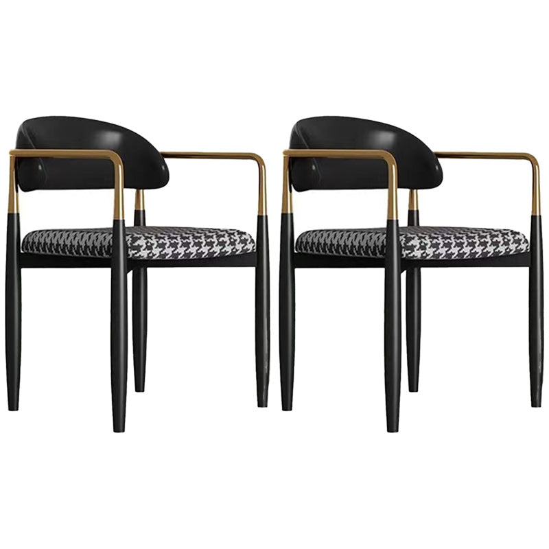 Upholstered Dining Chair Glam Style Open Back Dining Armchair for Indoor Black 2 Piece Set Clearhalo 'Dining Chairs' 'Dining Tables & Seating' 'dining_chair' 'furn' 'furn_dining_chair' 'Furniture' 'furniture_dining_chair' 'Kitchen & Dining Furniture' 5053448