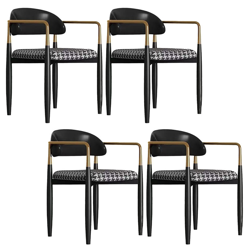 Upholstered Dining Chair Glam Style Open Back Dining Armchair for Indoor Black 4 Piece Set Clearhalo 'Dining Chairs' 'Dining Tables & Seating' 'dining_chair' 'furn' 'furn_dining_chair' 'Furniture' 'furniture_dining_chair' 'Kitchen & Dining Furniture' 5053450