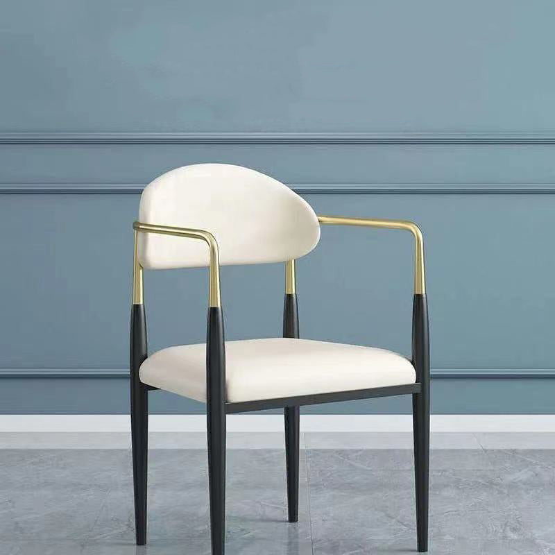 Upholstered Dining Chair Glam Style Open Back Dining Armchair for Indoor White 1 Piece Clearhalo 'Dining Chairs' 'Dining Tables & Seating' 'dining_chair' 'furn' 'furn_dining_chair' 'Furniture' 'furniture_dining_chair' 'Kitchen & Dining Furniture' 5053451