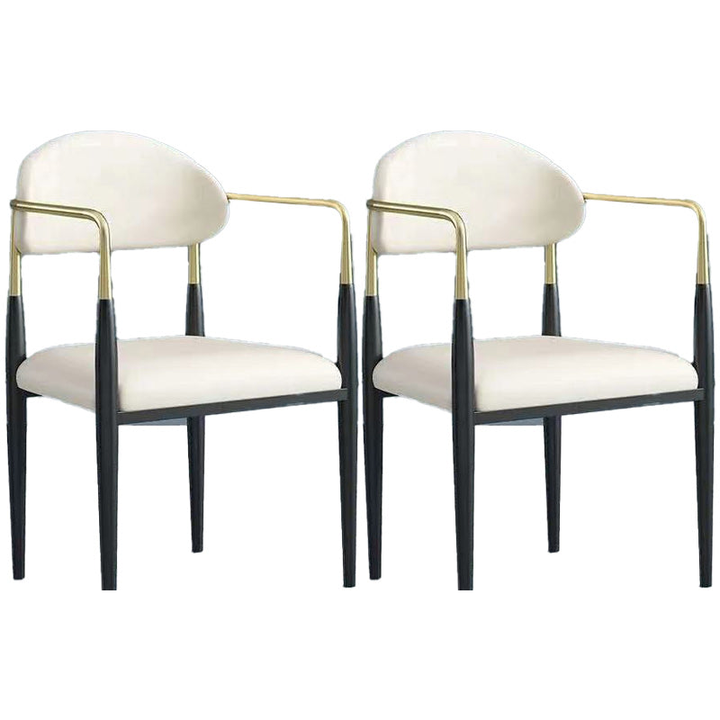 Upholstered Dining Chair Glam Style Open Back Dining Armchair for Indoor White 2 Piece Set Clearhalo 'Dining Chairs' 'Dining Tables & Seating' 'dining_chair' 'furn' 'furn_dining_chair' 'Furniture' 'furniture_dining_chair' 'Kitchen & Dining Furniture' 5053454