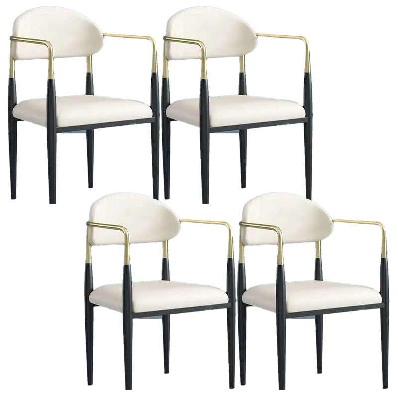 Upholstered Dining Chair Glam Style Open Back Dining Armchair for Indoor White 4 Piece Set Clearhalo 'Dining Chairs' 'Dining Tables & Seating' 'dining_chair' 'furn' 'furn_dining_chair' 'Furniture' 'furniture_dining_chair' 'Kitchen & Dining Furniture' 5053455