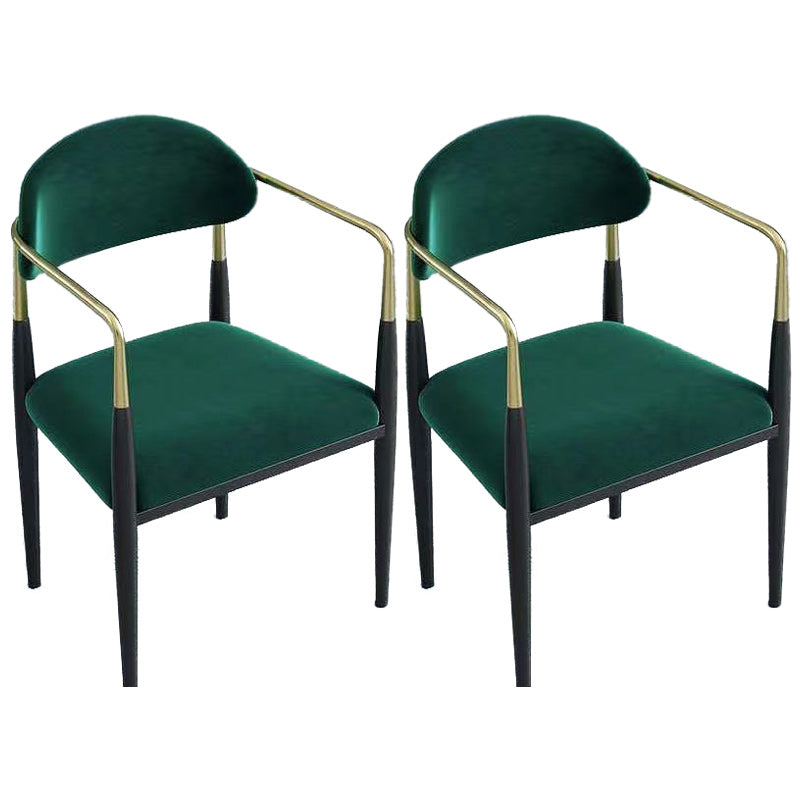 Upholstered Dining Chair Glam Style Open Back Dining Armchair for Indoor Green 2 Piece Set Clearhalo 'Dining Chairs' 'Dining Tables & Seating' 'dining_chair' 'furn' 'furn_dining_chair' 'Furniture' 'furniture_dining_chair' 'Kitchen & Dining Furniture' 5053459