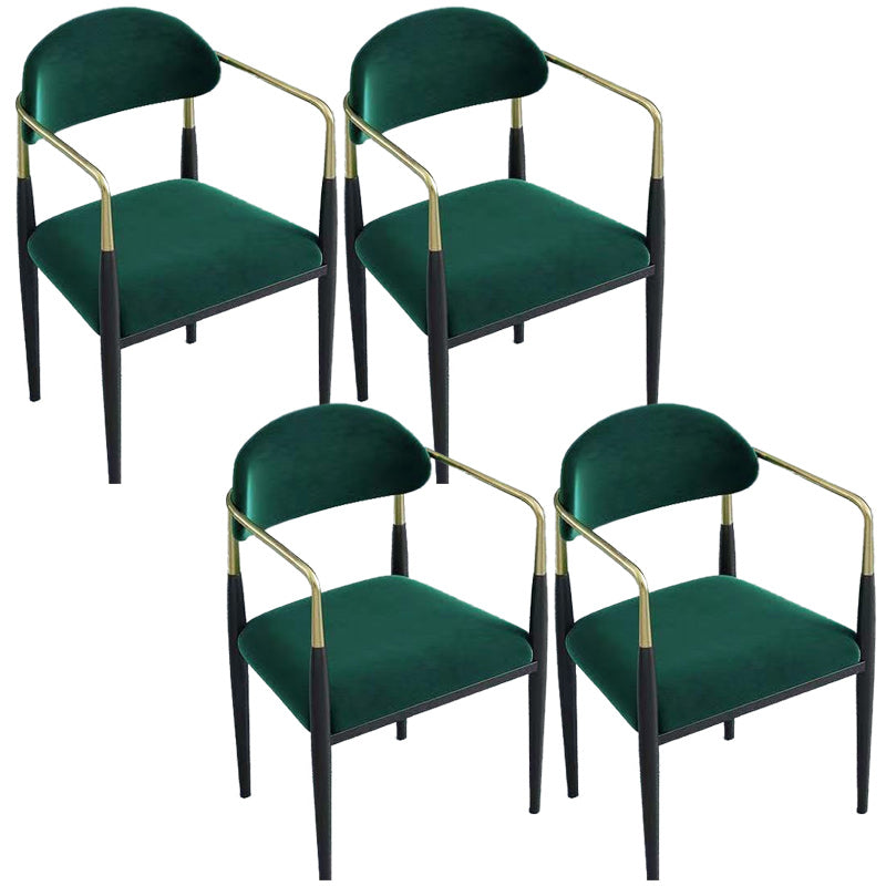 Upholstered Dining Chair Glam Style Open Back Dining Armchair for Indoor Green 4 Piece Set Clearhalo 'Dining Chairs' 'Dining Tables & Seating' 'dining_chair' 'furn' 'furn_dining_chair' 'Furniture' 'furniture_dining_chair' 'Kitchen & Dining Furniture' 5053462