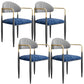Upholstered Dining Chair Glam Style Open Back Dining Armchair for Indoor Blue-Black 4 Piece Set Clearhalo 'Dining Chairs' 'Dining Tables & Seating' 'dining_chair' 'furn' 'furn_dining_chair' 'Furniture' 'furniture_dining_chair' 'Kitchen & Dining Furniture' 5053465