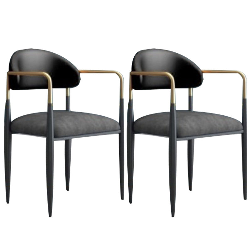 Upholstered Dining Chair Glam Style Open Back Dining Armchair for Indoor Black-Gray 2 Piece Set Clearhalo 'Dining Chairs' 'Dining Tables & Seating' 'dining_chair' 'furn' 'furn_dining_chair' 'Furniture' 'furniture_dining_chair' 'Kitchen & Dining Furniture' 5053467