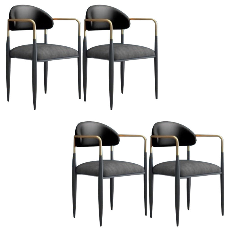 Upholstered Dining Chair Glam Style Open Back Dining Armchair for Indoor Black-Gray 4 Piece Set Clearhalo 'Dining Chairs' 'Dining Tables & Seating' 'dining_chair' 'furn' 'furn_dining_chair' 'Furniture' 'furniture_dining_chair' 'Kitchen & Dining Furniture' 5053468