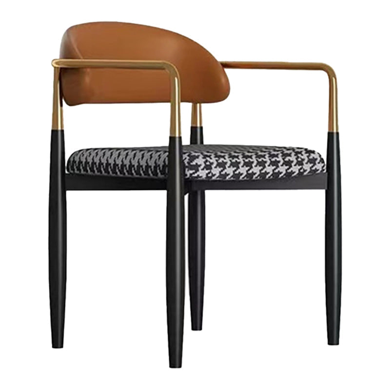 Upholstered Dining Chair Glam Style Open Back Dining Armchair for Indoor Black-Orange 1 Piece Clearhalo 'Dining Chairs' 'Dining Tables & Seating' 'dining_chair' 'furn' 'furn_dining_chair' 'Furniture' 'furniture_dining_chair' 'Kitchen & Dining Furniture' 5053469