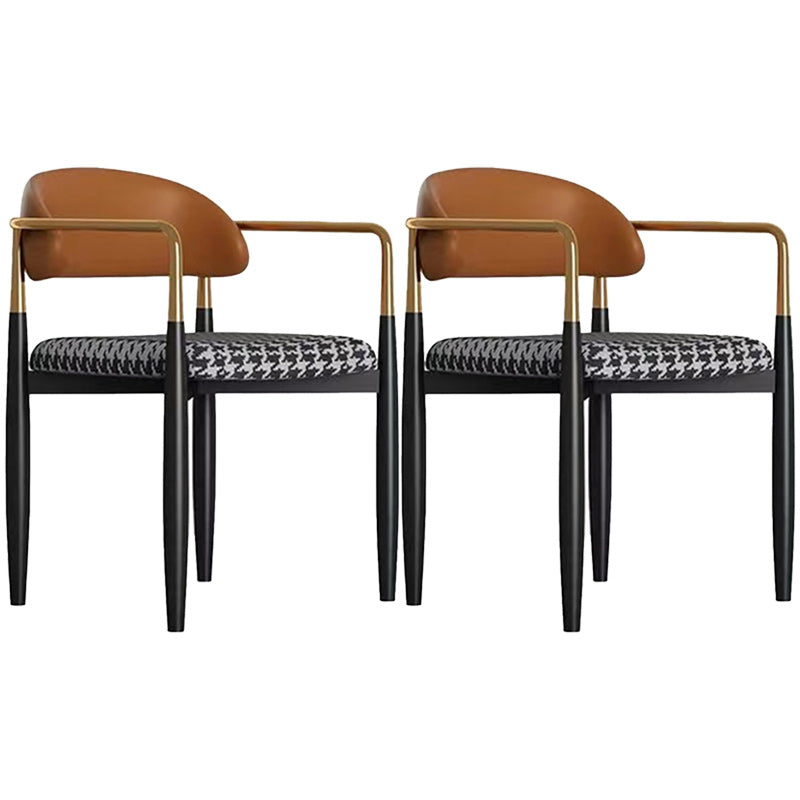 Upholstered Dining Chair Glam Style Open Back Dining Armchair for Indoor Black-Orange 2 Piece Set Clearhalo 'Dining Chairs' 'Dining Tables & Seating' 'dining_chair' 'furn' 'furn_dining_chair' 'Furniture' 'furniture_dining_chair' 'Kitchen & Dining Furniture' 5053470