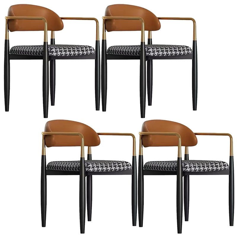 Upholstered Dining Chair Glam Style Open Back Dining Armchair for Indoor Black-Orange 4 Piece Set Clearhalo 'Dining Chairs' 'Dining Tables & Seating' 'dining_chair' 'furn' 'furn_dining_chair' 'Furniture' 'furniture_dining_chair' 'Kitchen & Dining Furniture' 5053471
