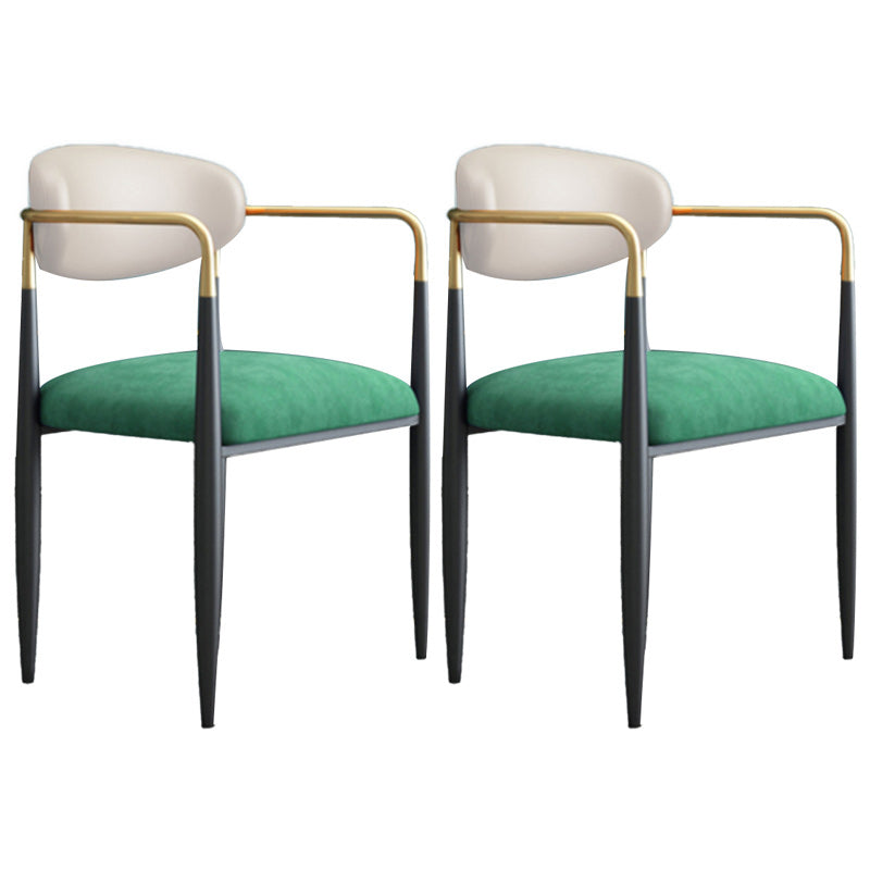 Upholstered Dining Chair Glam Style Open Back Dining Armchair for Indoor White-Green 2 Piece Set Clearhalo 'Dining Chairs' 'Dining Tables & Seating' 'dining_chair' 'furn' 'furn_dining_chair' 'Furniture' 'furniture_dining_chair' 'Kitchen & Dining Furniture' 5053472