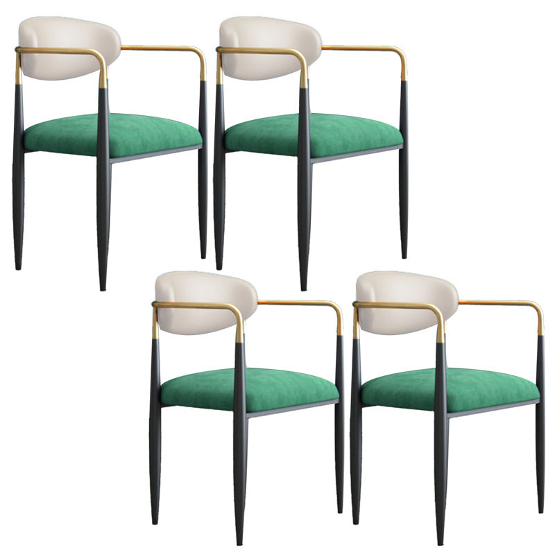 Upholstered Dining Chair Glam Style Open Back Dining Armchair for Indoor White-Green 4 Piece Set Clearhalo 'Dining Chairs' 'Dining Tables & Seating' 'dining_chair' 'furn' 'furn_dining_chair' 'Furniture' 'furniture_dining_chair' 'Kitchen & Dining Furniture' 5053473