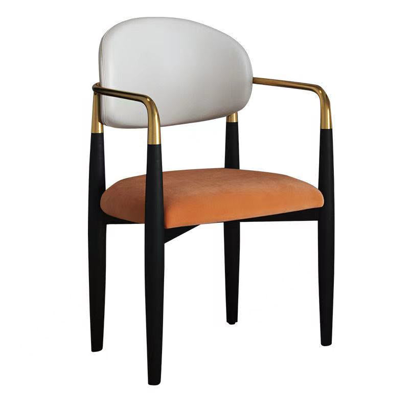 Upholstered Dining Chair Glam Style Open Back Dining Armchair for Indoor White-Saffron 1 Piece Clearhalo 'Dining Chairs' 'Dining Tables & Seating' 'dining_chair' 'furn' 'furn_dining_chair' 'Furniture' 'furniture_dining_chair' 'Kitchen & Dining Furniture' 5053476