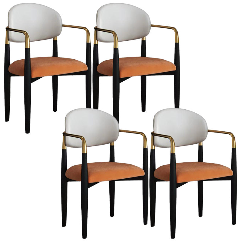 Upholstered Dining Chair Glam Style Open Back Dining Armchair for Indoor White-Saffron 4 Piece Set Clearhalo 'Dining Chairs' 'Dining Tables & Seating' 'dining_chair' 'furn' 'furn_dining_chair' 'Furniture' 'furniture_dining_chair' 'Kitchen & Dining Furniture' 5053478